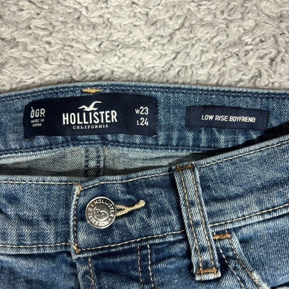 Hollister Jeans Womens 00 Low Rise Boyfriend Distressed Holes Denim Casual Basic - Picture 2 of 5